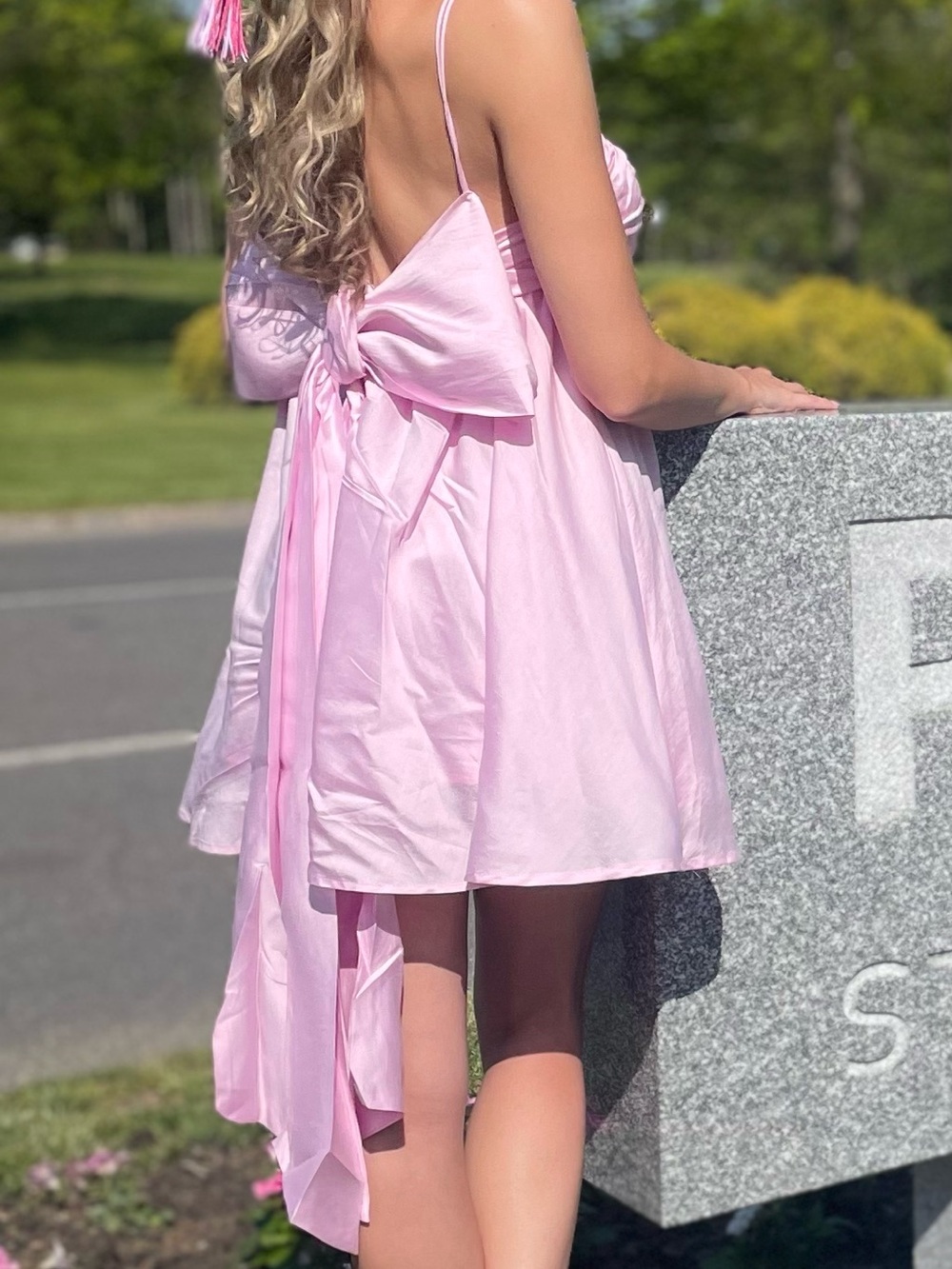Women’s Pink Bow-Back mini Dress - Small